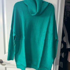Elegant Teal Cowl Neck Sweater